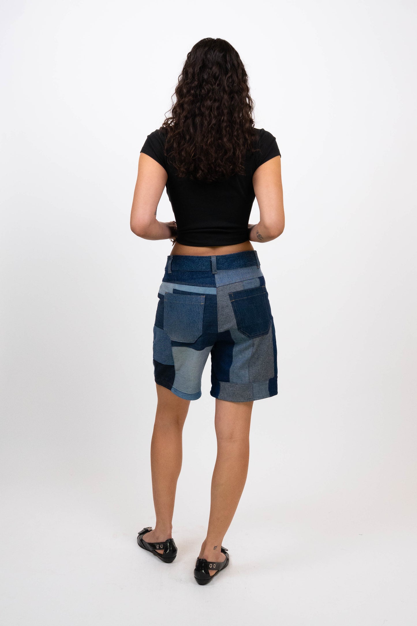 Patchwork Denim Shorts (Size M)