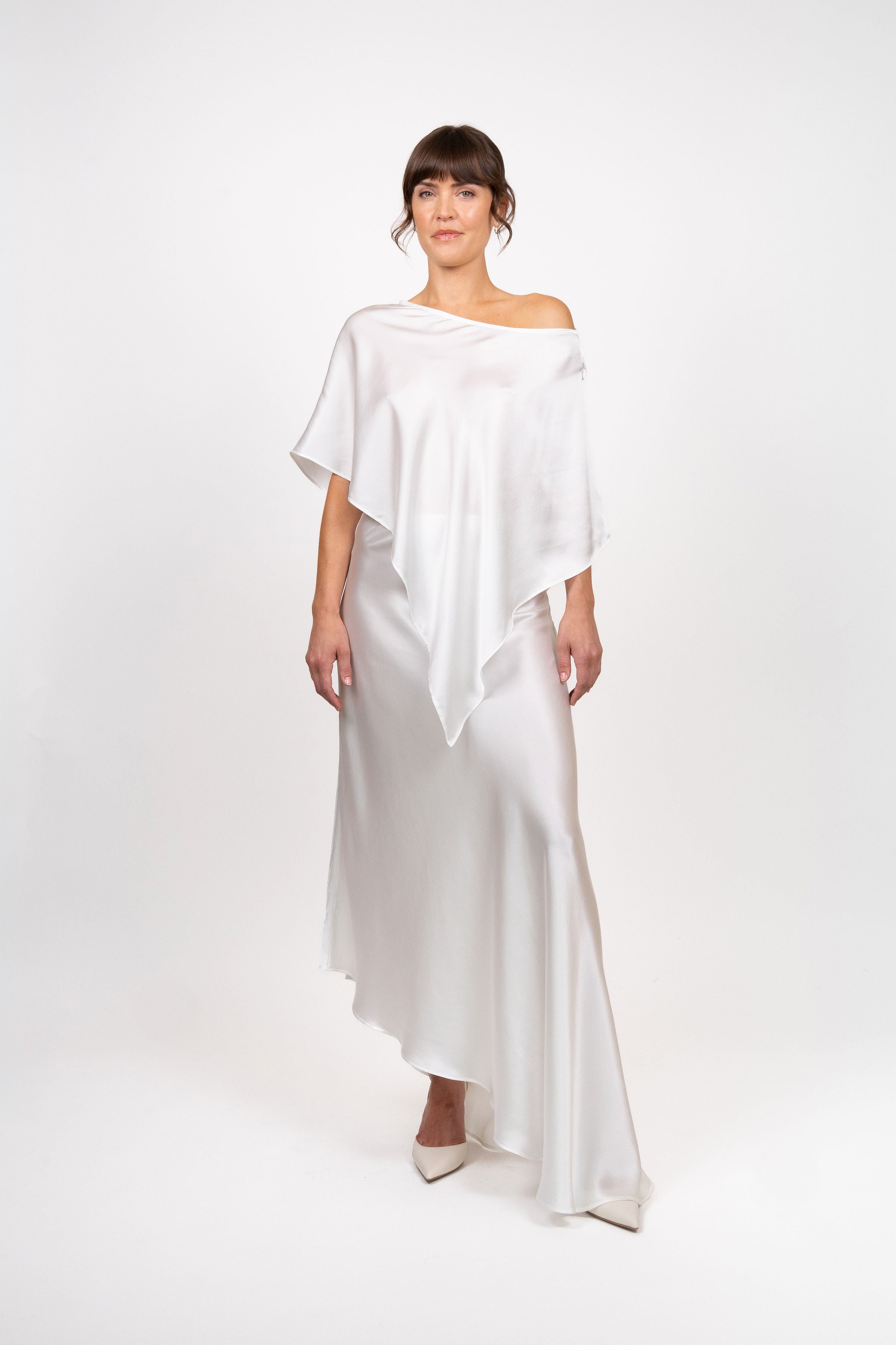 Silk Poncho - Pearl